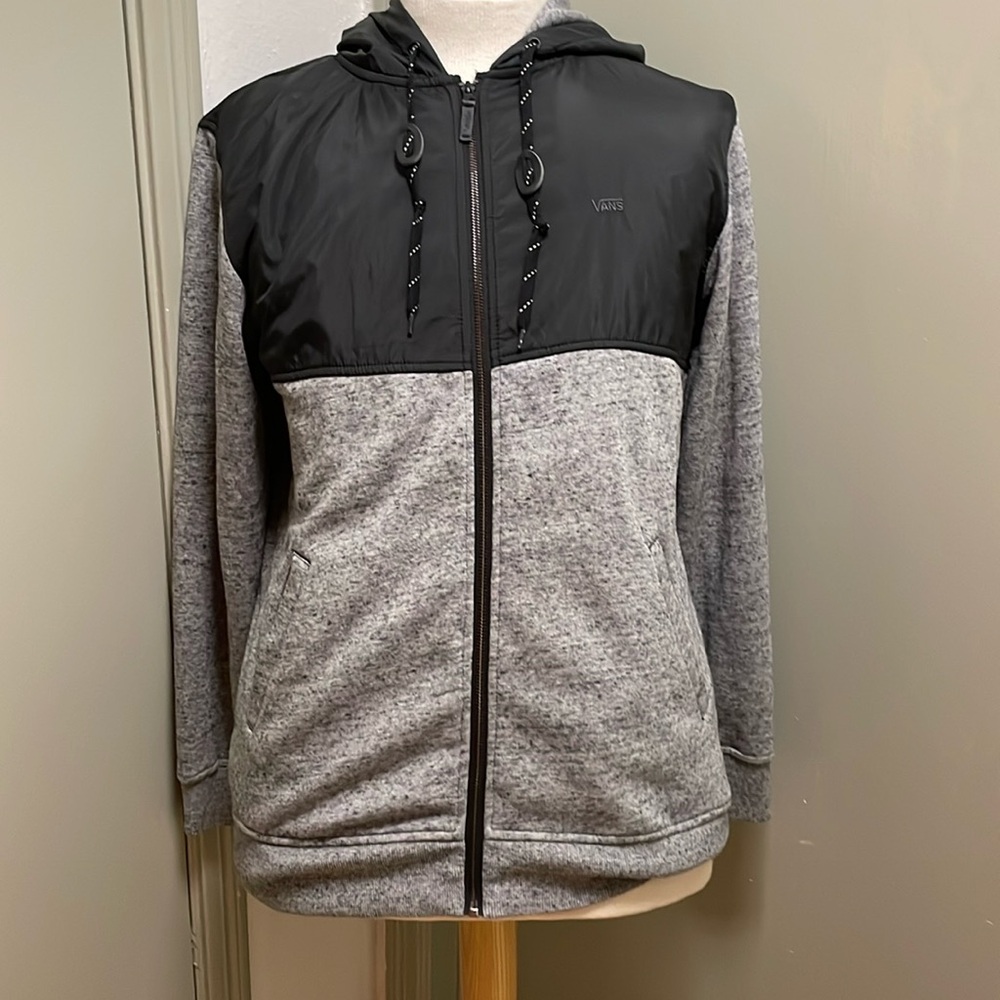 Vans Mens Hoodie Full-Zip Medium Pewter Black and Gray Medium  EUC